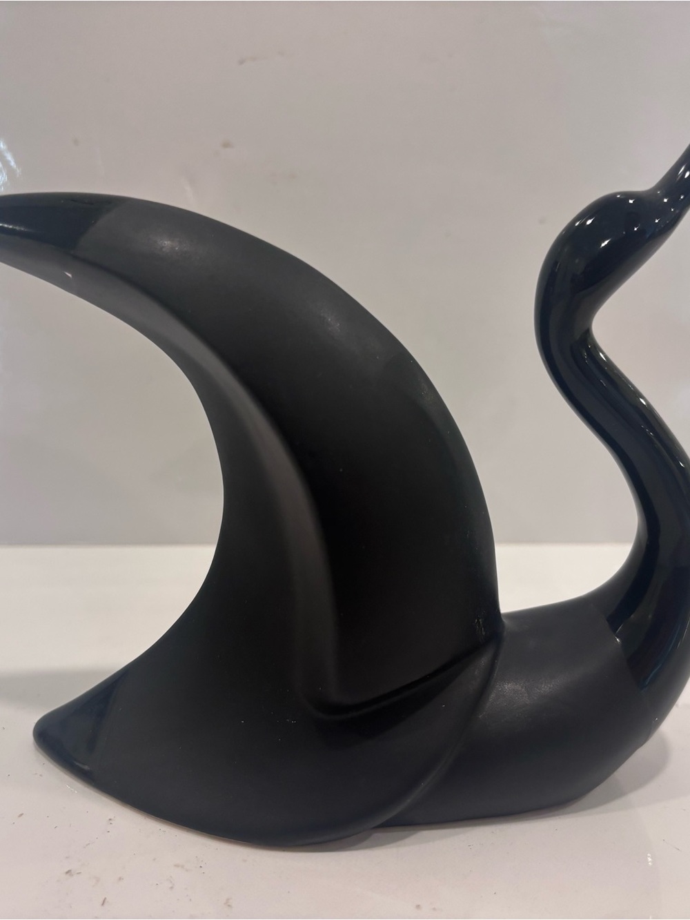 Vintage Mid-Century Modern Abstract Swan Ceramic Sculpture Blue Black MCM Decor - Picture 3 of 7